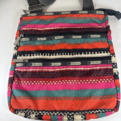 LESPORTSAC Shoulder Bag Triple Zip CROSSBODY Adjustable Strap 12"x11" Aztec - Image 1 of 4