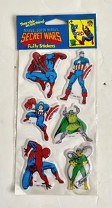 Pegatinas hinchadas vintage 1984 Marvel Super Heroes Spider Man Capitán América nuevas de colección - Imagen 1 de 2