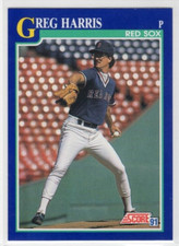 Greg Harris 1991 Score Baseball Base Common #109 Boston Red Sox