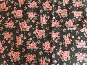 Floral Mauve on Black Vintage Jinny Beyer RJR Fashion Fabrics BTY - Picture 1 of 5