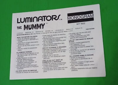 Monogram #1622  Luminators The Mummy 1:8 Instructions   - Image 1 of 3