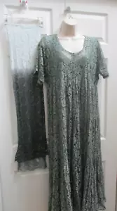 STARINA Women's Small Cocktail Dress GREEN Lace & Neck Scarf Vintage New - Picture 1 of 24