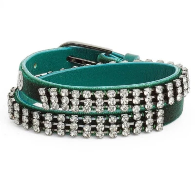 NUEVO CON ETIQUETAS TORY BURCH $128 Pulsera Doble Envoltura Estrás Elegante Malaquita Diamante Negro Foto 1 de 4