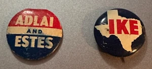 Presidential Election 1956 Pins: Eisenhower or Stevenson Get both You Choose! - Picture 1 of 2