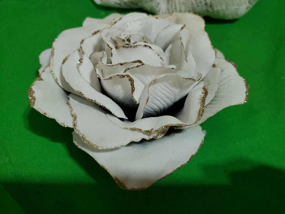 Vintage Corsage Wedding Prom White and  Gold Rose Corsage  - Image 1 of 4