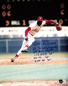 Bob Gibson Cardinals HOF Multi-Stat beschriftet signiert 11x14 Foto BECKETT - Bild 1 von 3