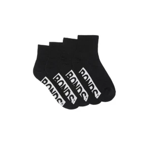 4 Pairs X Bonds Kids Logo Cushioned Quarter Crew Black Socks - Picture 1 of 3