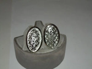 Silvertone Clip -On Earrings - Vintage   - Picture 1 of 12