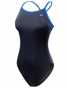 TYR Girls HEXA Durafast Elite Diamondfit Swimsuit - Black/Blue - Picture 1 of 3