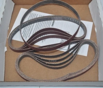 Box of 10 Carborundum Carbo Gold Aluminum Oxide Resin Cloth 3/8x13" Belt 80 Grit - Image 1 of 3