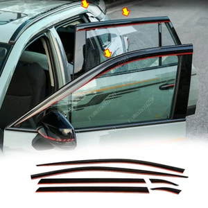 For Toyota Rav4 2019-2023 Red Black Window Visor Vent Shades Sun Rain Guard 6Pcs - Picture 1 of 10
