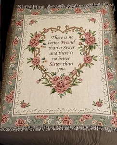 Throw Blanket By Collections ETC Better Sister Poem Cotton Polyester Blend 47x56 - Picture 1 of 4