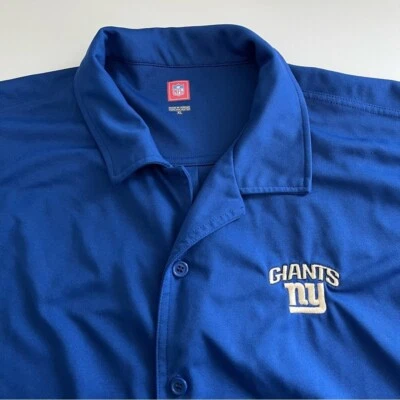 New York Giants Men's Short Sleeve Button Down Shirt Blue XL NFL football - Image 1 of 4