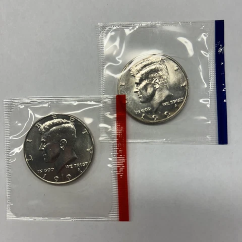 1991 P&D Kennedy Half Dollars from Mint Set in Mint Cello with Free Shipping Cover
