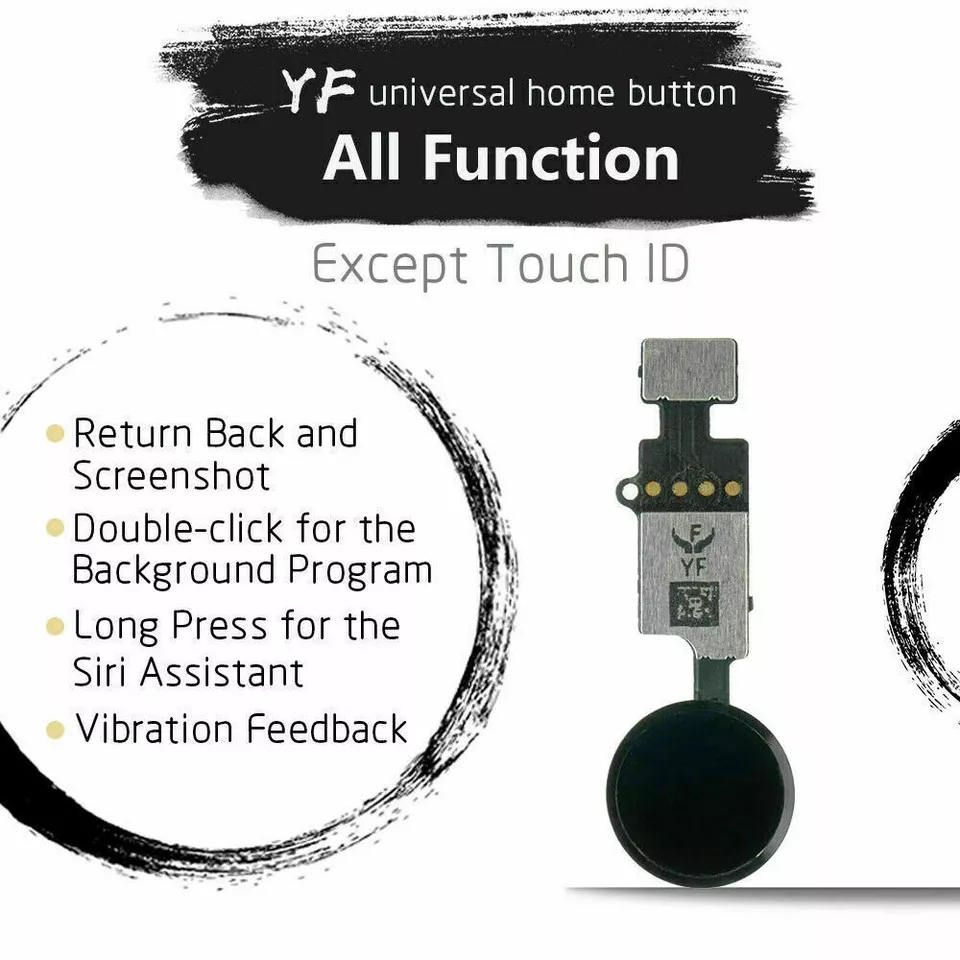 YF Universl Solution Home Button Flex Cable for Apple iPhone 7 7 Plus 8 8+ BLACK - Image 1 of 4