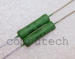 2 pezzi Resistenze 10 Ohm, 4W 10% Ossido Metallico SECI ROS4 Vintage NOS - Imagen 1 de 1