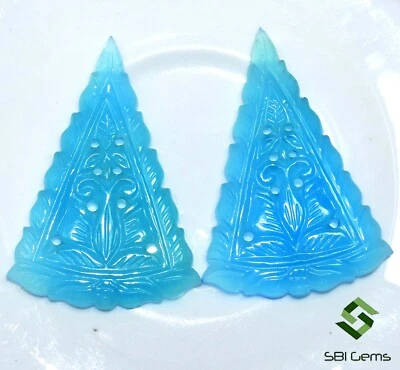 Par de piedras preciosas sueltas 45x30 mm calcedonia natural hechas a mano 55,13 quilates Foto 1 de 4