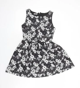 WalG Womens Black Floral Polyester Blend Fit & Flare Size M - Picture 1 of 10