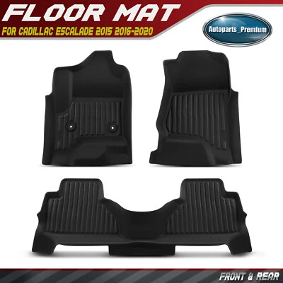 3Pcs Front and Rear Black Floor Mats Liner for Cadillac Escalade 2015-2020 SUV - Изображение 1 из 4