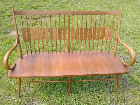 Drexel Declaration Walnut Bench By Kip Stewart 1960s Cover