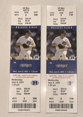 Blue Jays Cubs MLB Ticket Stub Wrigley Field Halladay Loss Season 6/8/2005 - Image 1 of 2