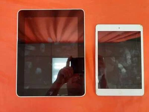 Lot Of 2 Broken iPad Tablets iPad Original Mini A1219 A1432 Silver 0362 - Picture 1 of 3