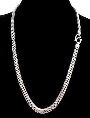 BELLISSIMA COLLANA UNISEX IN MAGLIA TUBOLARE PIATTA SNODATA IN ARGENTO 925. - Immagine 1 di 4