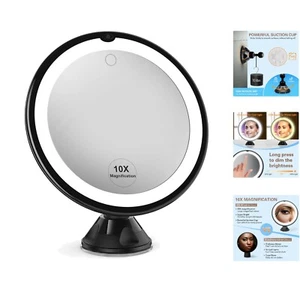 10x Magnifying Lighted Makeup Mirror with Touch Control - Powerful Suction Cup - Picture 1 of 11