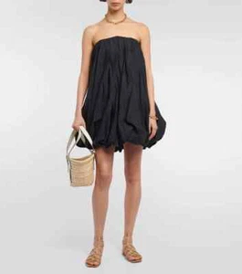 Ulla Johnson Polline Black Mini Sleeveless Cotton Dress Bubble Hem Mini Sz 8 - Picture 1 of 6