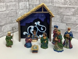 Jim Shore Nativity Set Heartwood Creek 9 Pieces 2015 Very Rare NIB Christmas New - Picture 1 of 9