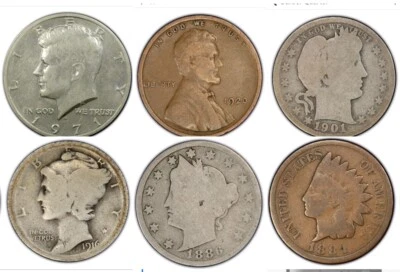 New Year Deal: Gma Mary’s 9pc mostly 100yr old coins + BONUS JFK, kool gift item - Image 1 of 4