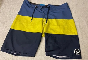 VOLCOM Pure Function 4 Way Stretch Mens Blue Trunks Shorts Tag Sz 34 - Picture 1 of 7