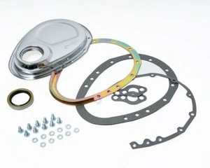 SB Chevy 2 Piece Timing Chain Cover Kit V8 SBC 283 327 350 383 400 V8 Chrome - Picture 1 of 1