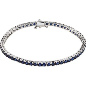 Brazalete tenis zafiro azul en oro blanco de 14K - Imagen 1 de 3