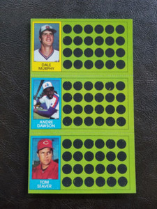 1981 TOPPS BASEBALL SCRATCH-OFF COMPLETE PANEL MURPHY DAWSON SEAVER