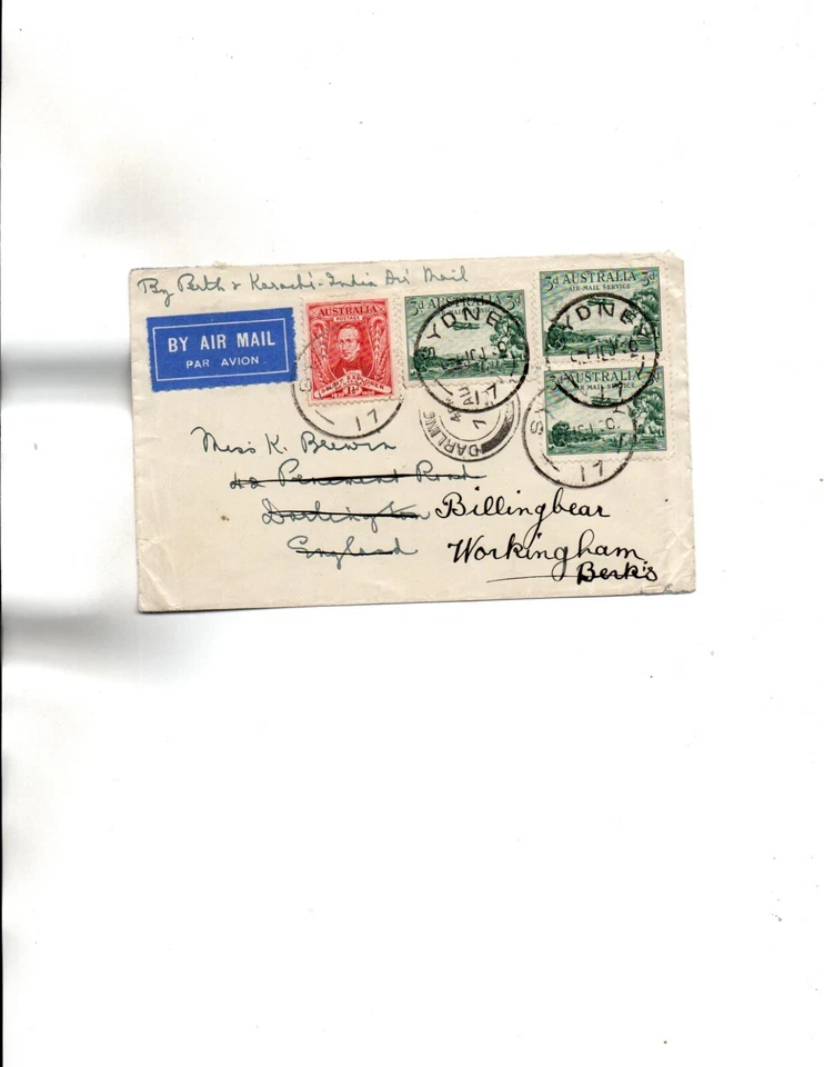 Australia Sc#C1(x3) airmail to England - Image 1 of 1