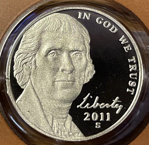 2011 S Proof Jefferson Nickel from Proof Set with Free Shipping Cover