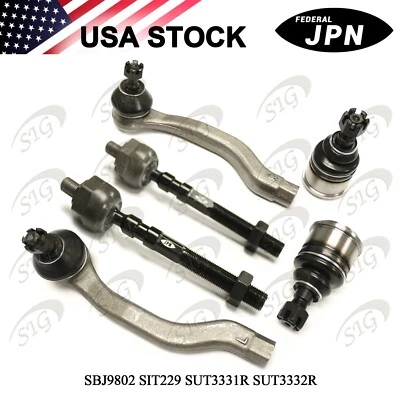 Kit de 6 piezas de varilla de amarre exterior interior rótula inferior delantera para Acura Integra 1994-1997 Foto 1 de 4