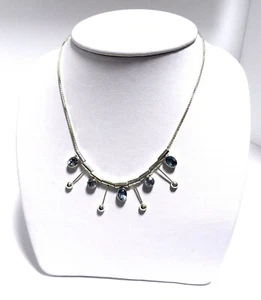 BLUE TOPAZ OR IOLITE FANCY STERLING SILVER HANDCRAFTED NECKLACE NIB SN#146 - Picture 1 of 9