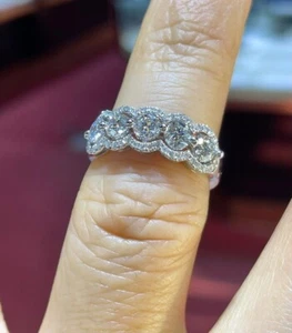 2.00Ct Round Cut Lab-Created Diamond Eternity Wedding Band 14K White Gold Plated - Picture 1 of 5