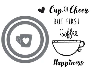 Sizzix Framelits But First Coffee #662910 Retail $9.99 3pk/6 stamp by K Lizardi - Picture 1 of 7