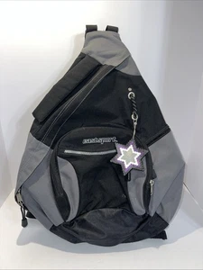 Vintage Eastsport Sling Bag Black & Gray Crossbody Padded Backpack Day Pack Y2K - Picture 1 of 4