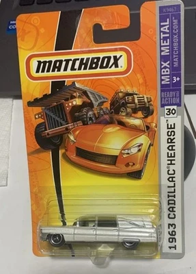 2007 MATCHBOX WHITE 1963 CADILLAC HEARSE, MBX #30, 1ST RELEASE NEW MBX MOC - Image 1 of 4