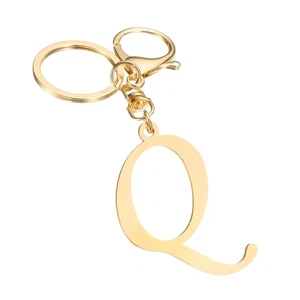 Gold Initial Letter Keychain, Stainless Steel A-Z Alphabet Keychains(Letter Q) - Picture 1 of 7