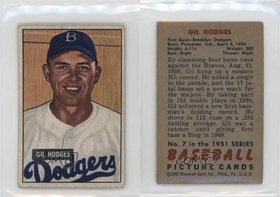 1951 Bowman Gil Hodges #7 HOF - Image 1 of 2