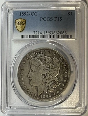 1892 CC Morgan Silver Dollar $1 PCGS F15 ‼️BETTER DATE CARSON CITY MORGAN‼️ - Image 1 of 2