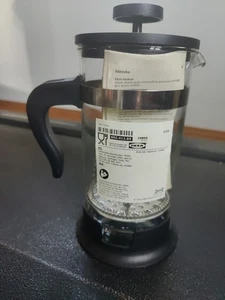 New IKEA Upphetta French Press Glass Coffee Tea Maker 8.5" x4" Black - Picture 1 of 9