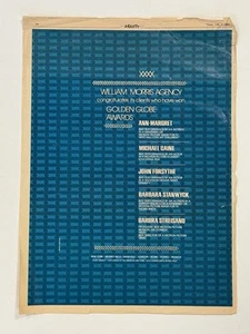 VARIEDAD ANUNCIO 2/2/84 William Morris Agencia Globo de Oro Premios Streisand Yentl - Imagen 1 de 6