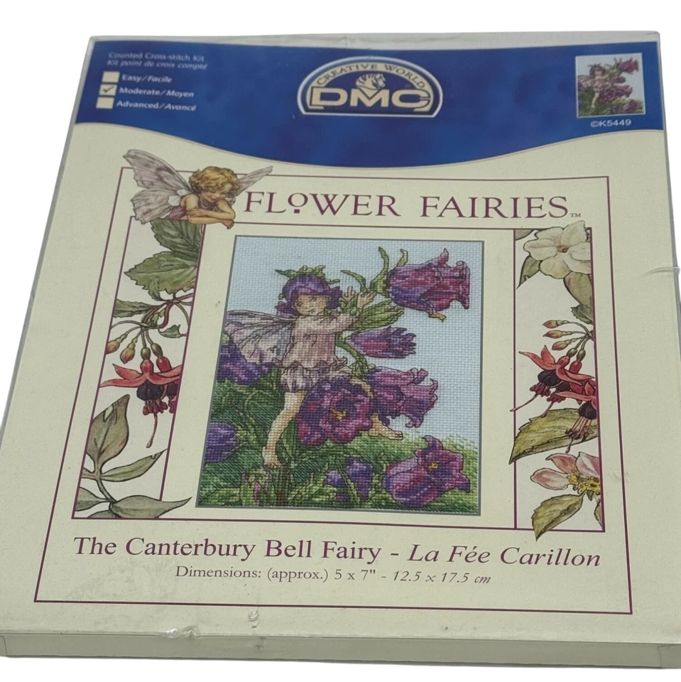 DMC Creative World Flower Fairies Canterbury Bell Fairy Kit de punto de cruz contado Foto 1 de 4