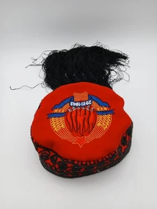 Vintage Embroidered Red Hat with Black Tassels - Picture 1 of 4
